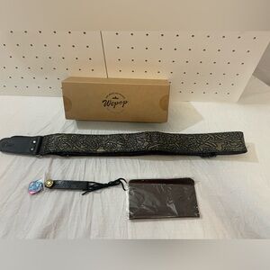 Wepop Leather Western Floral Guitar Strap